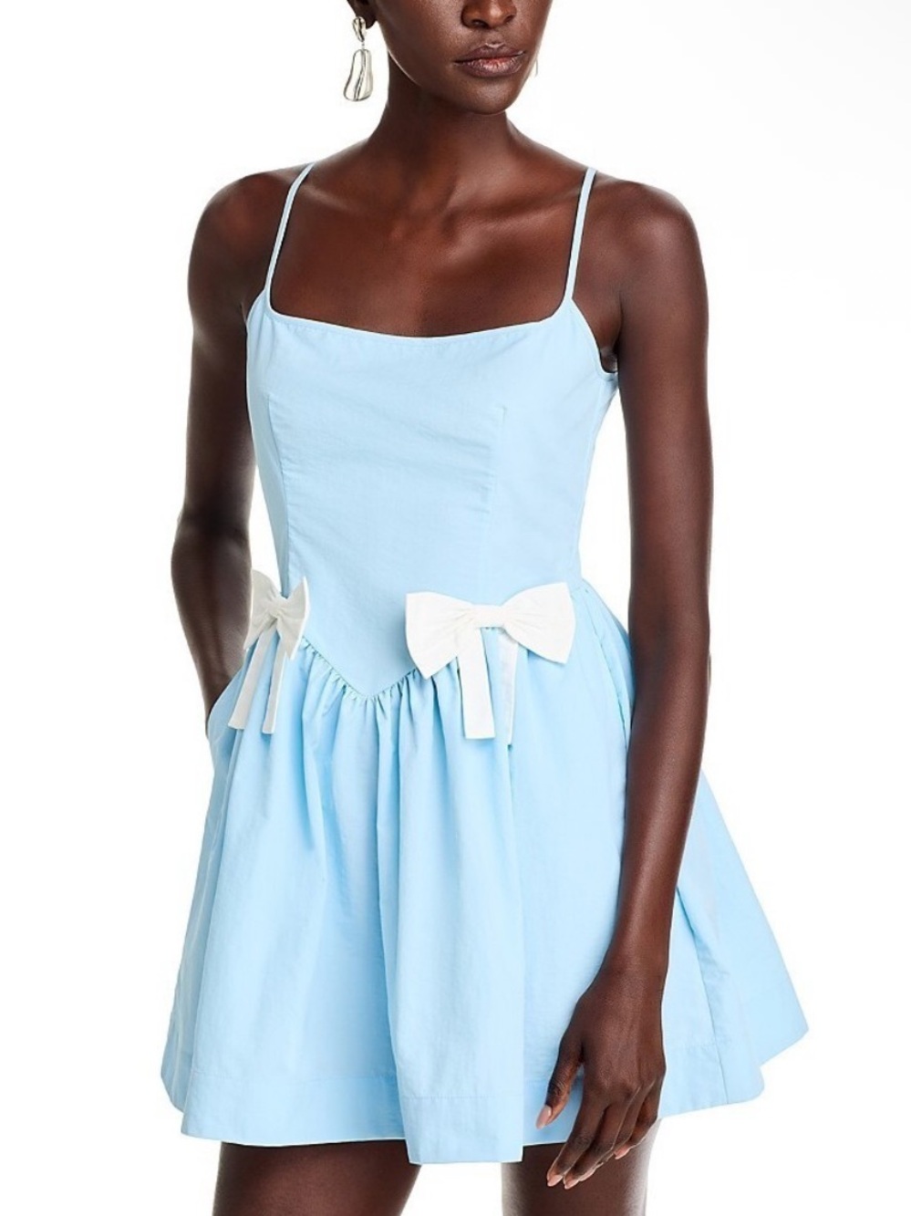Ciao Lucia Neroni Mini Ice Blue Sleeveless
Bow Front Square Neck Size Medium NEW